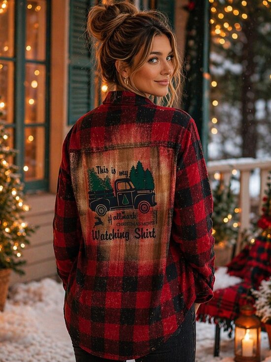 HATMAN'S ORIGINAL Tops - ⭐️ “This Is My Hallmark Christmas Movie Watching Shirt” Flannel Distressed ⭐️